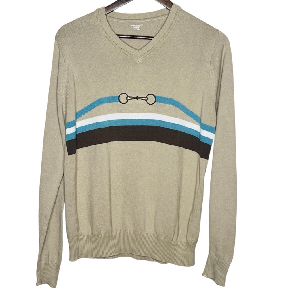 Equine Couture London Safari Sweater Horse Bit Design Long Sleeve Womens Size L